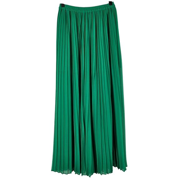 VICTORIA'S SECRET WOMEN'S GREEN 2 LAYER PLEATED LONG SKIRT W/ SIDE SLIT SIZE 6 - Picture 1 of 9